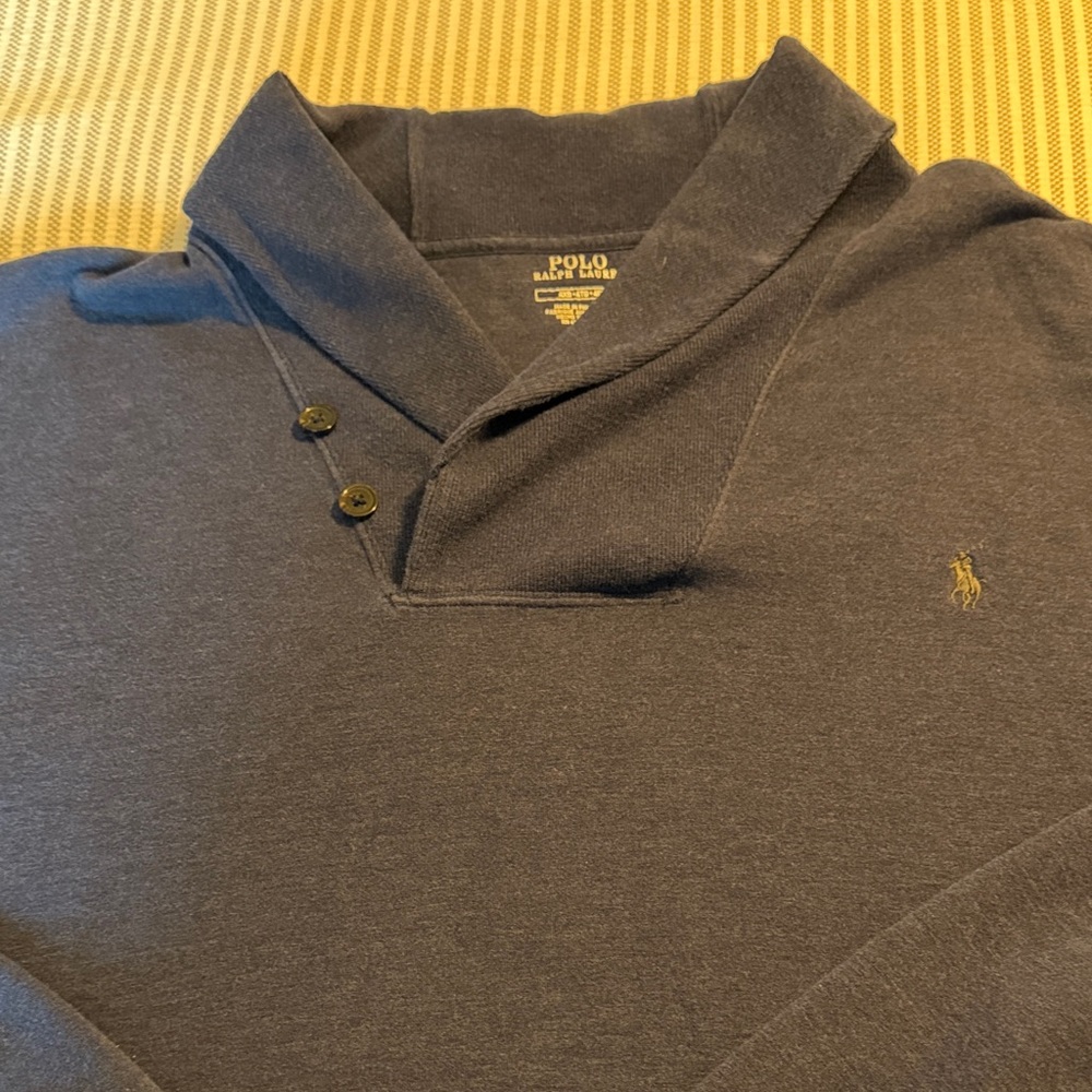 Polo by Ralph Lauren Men's Dark Heather Blue Shawl Collar Pullover 4XB XXXXL